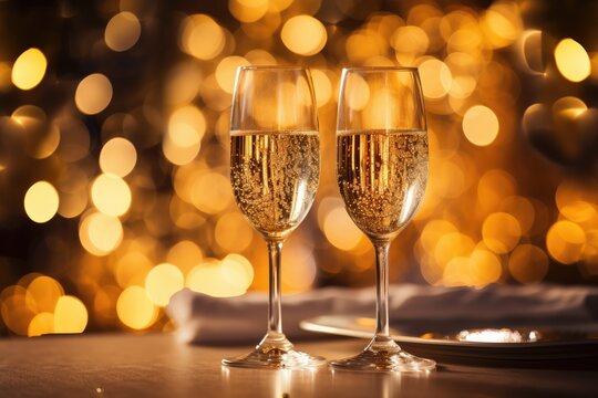 Sparkling Wine Delight: Incorporate wine glasses, creating a celebratory mood. 