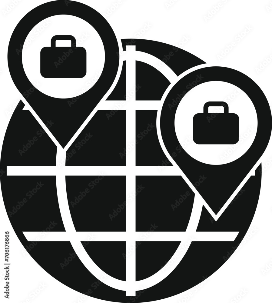 Poster global seeking job icon simple vector. career candidate. search work folder