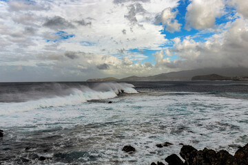 rough Atlantic Ocean with breaking waves (Sao Miguel, Azores, Portugal)