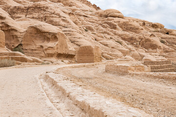 The road at beginning of the Nabatean Kingdom tourist route in the capital of the Nabatean Kingdom...