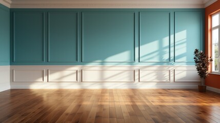 Obraz premium view Insulated walls and wooden parquet floor in empty room