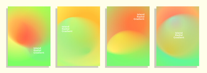 set of abstract colorful tropical island radial gradient cover poster background design.