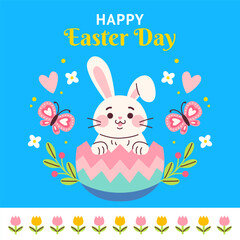Easter Greeting Card with Bunny in Egg