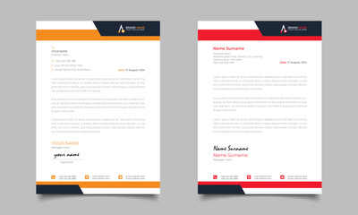 Red And Yellow Modern Business Letterhead Simple Clean Template Design