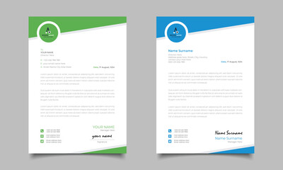 Green And Blue Modern Business Letterhead Simple Clean Template Design