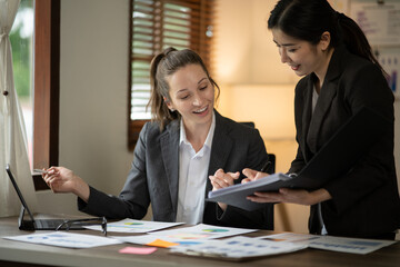 Asia business woman meeting   consultations of business people in the company's meeting room. 