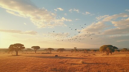 landscape savana field with blue sky