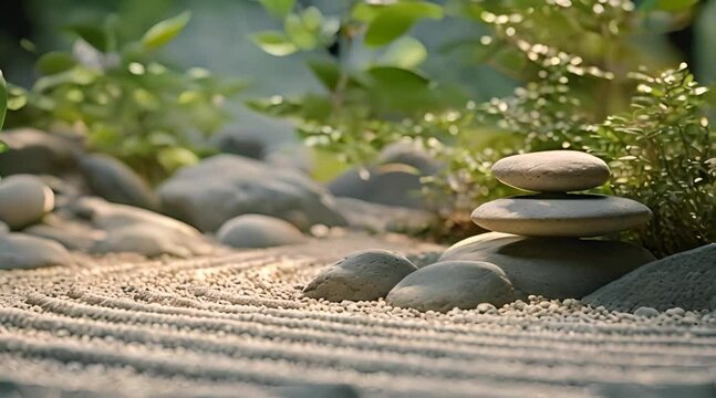 zen garden with stone