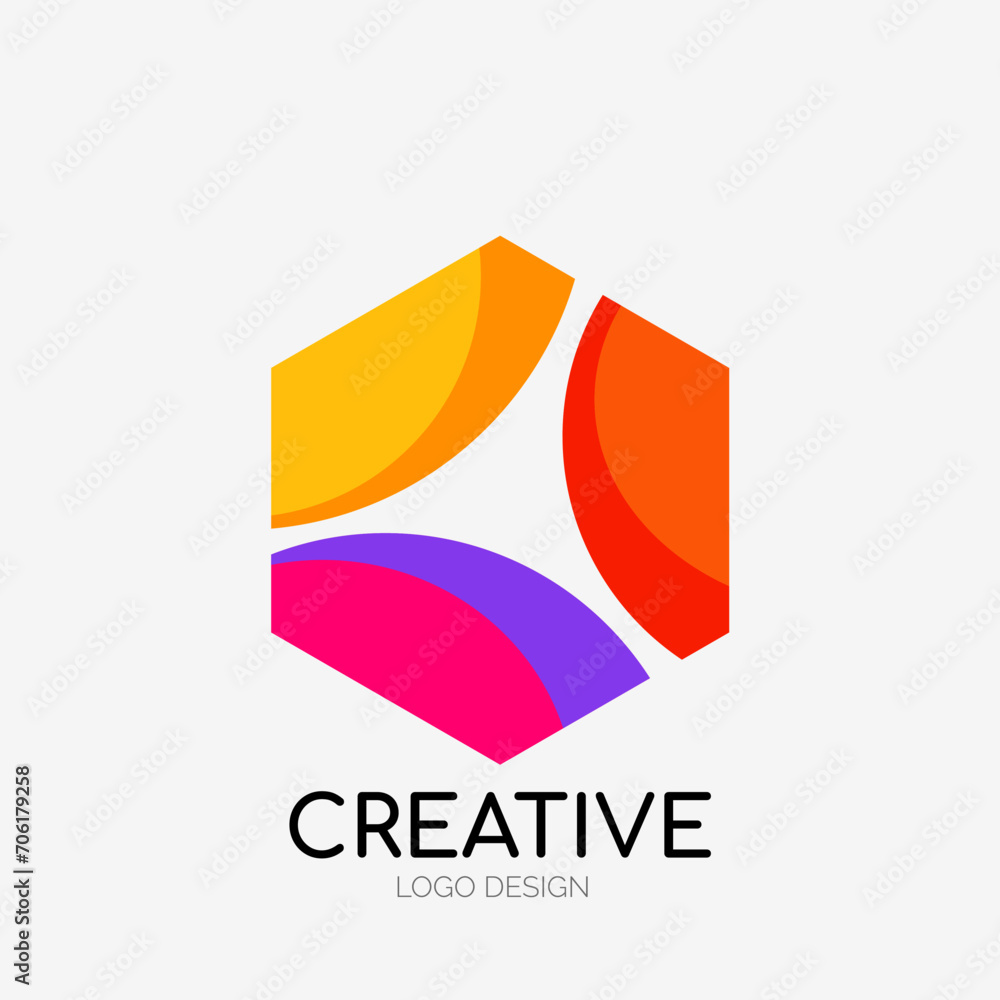 Poster Modern abstract logo design. Geometric vector art. Clean overlapping lines and abstract shapes. Perfect for modern brand
