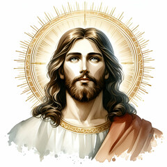 Obraz premium Watercolor Jesus Christ isolated on white background 
