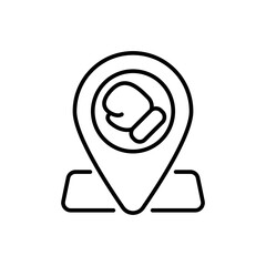 Boxing location outline icons, minimalist vector illustration ,simple transparent graphic element .Isolated on white background