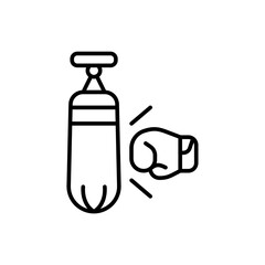 Punching bag outline icons, minimalist vector illustration ,simple transparent graphic element .Isolated on white background