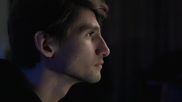 Close-up Of A Young Man Focussing On Playing Video Games