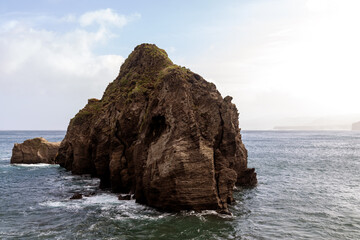 a big rock in the Atlantic Ocean (Sao Miguel, Azores)