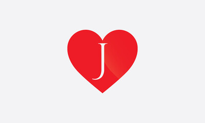Hearts shape J. Red heart sign letters. Valentine icon and love symbol. Romance love with heart sign and letters. Gift red love