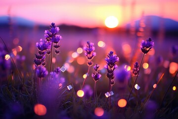 Lavender Twilight: Combine the soothing colors of lavender. - obrazy, fototapety, plakaty