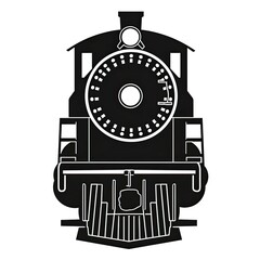 locomotive - black illustration in a flat vectory style on white background