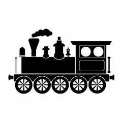 locomotive - black illustration in a flat vectory style on white background
