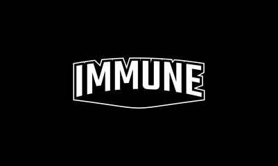 Illustration vector graphic typography of immune on black background. Team text vintage. Good for template background, t-shirt, banner, poster, etc. 