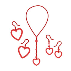 Accessory set. Choker, necklace, earrings hearts