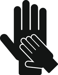 Care hand support icon simple vector. Unit shield. Protect volunteer