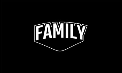Obraz premium Illustration vector graphic typography of family on black background. Team text vintage. Good for template background, t-shirt, banner, poster, etc. 