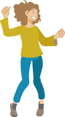 笑顔でノリノリで踊る女性のイラスト