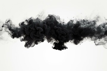 Abstract explosion of black smoke on a transparent background. Generative AI
