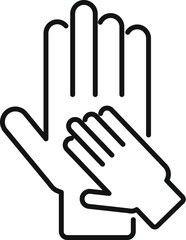 Obraz premium Care hand support icon outline vector. Unit shield. Protect volunteer