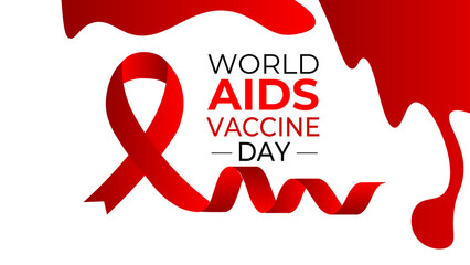 International World Aids Vaccine Day 18th May awareness poster design. Backdrop for world map red color. Web banner, cover, poster, brochure, flyer, card, website and template vector illustration.
