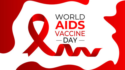 International World Aids Vaccine Day 18th May awareness poster design. Backdrop for world map red color. Web banner, cover, poster, brochure, flyer, card, website and template vector illustration.
