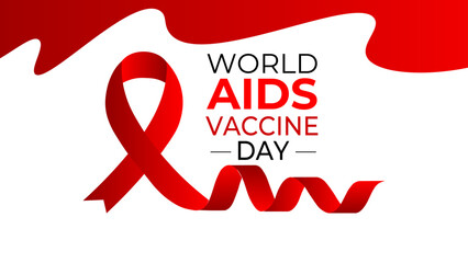 International World Aids Vaccine Day 18th May awareness poster design. Backdrop for world map red color. Web banner, cover, poster, brochure, flyer, card, website and template vector illustration.