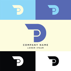 D letter logo template vector with color palette, suitable for company logo and other