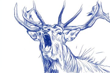 drawing a deer stroke style - obrazy, fototapety, plakaty