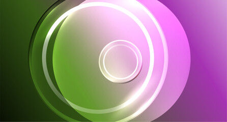 Neon glass circle copyspace for your text or product presentation geometric background. Vector illustration For Wallpaper, Banner, Background, Card, Book Illustration, landing page