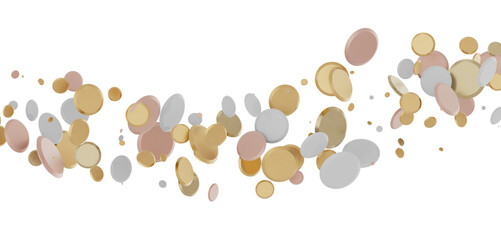Gilded Celebration: Magnificent 3D Illustration of a Grand gold Confetti Event