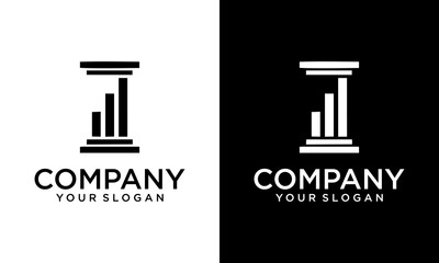 Creative Finance banking logo design concept. Three pillars company brand logomark illustration. Can representing chart, bank, money, dollar, stock.