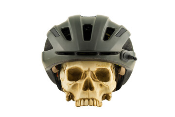 Bicycle helmet with human skull