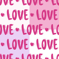 Seamless pattern love words. Handwritten lettering