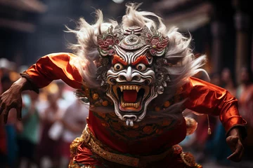Raamstickers Traditional Barong dance in Bali at a cultural festival indonesia © Old Man Stocker