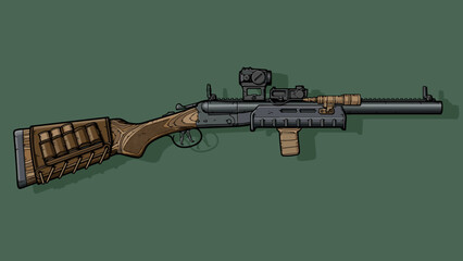 Graphic image of assault riffle