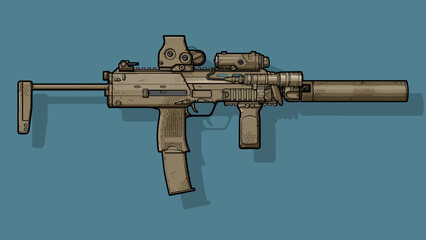 Graphic image of submachine gun