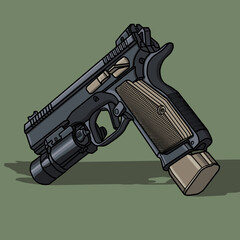 Picture of pistol with flashlight