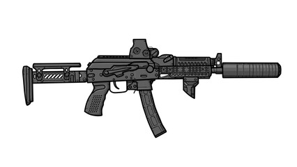 Graphic image of assault riffle