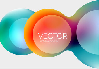 Beautiful flowing round shapes and circles abstract background. Liquid color bubble composition