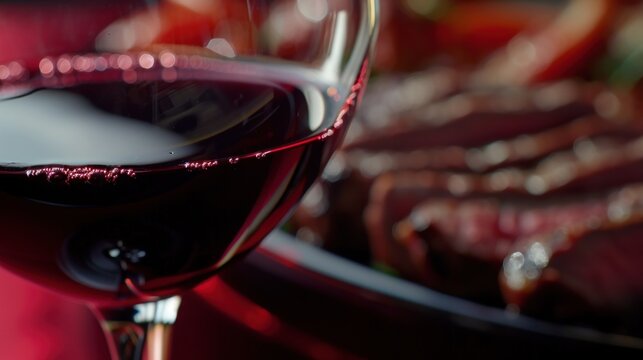  a glass of red wine sitting on top of a table next to a plate of hotdogs and a glass of wine.