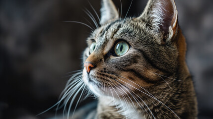 Close-up Shot of a Cat's Face. Generative AI.