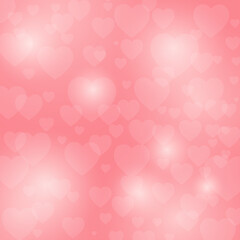 Pink romantic background. Pink bokeh Heart, Greeting card design for Happy Valentines Day celebration.
