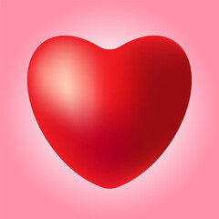 Red 3d heart. Greeting card design for Happy Valentines Day celebration. 