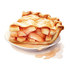 Apple Pie, Foods Illustration. Watercolor Style. AI Generated